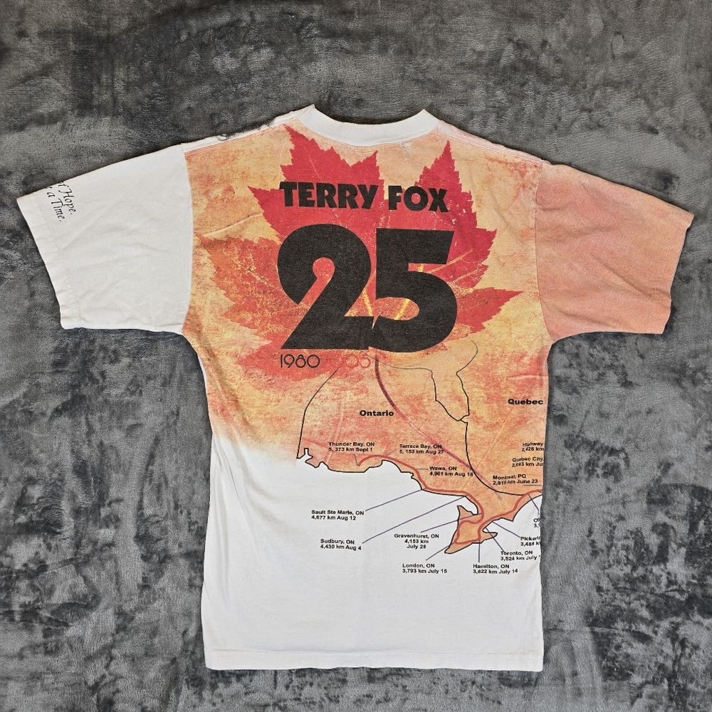 Vintage Terry Fox Marathon Of Hope 25 Years T Shirt Size Medium Fits Small - Picture 5 of 6